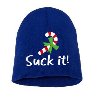 Suck It Candy Cane Christmas Great Gift Short Acrylic Beanie