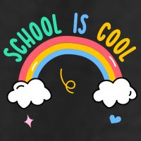 School Is Cool Rainbow Fun Retro 7 Panel Mesh Trucker Snapback Hat