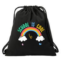 School Is Cool Rainbow Fun Retro Drawstring Bag