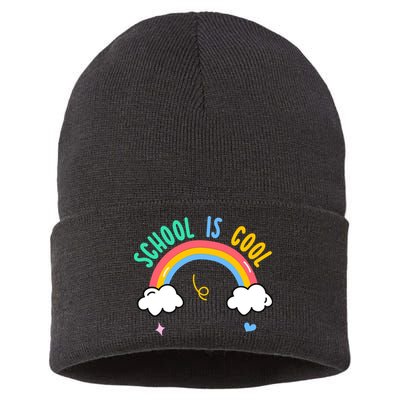 School Is Cool Rainbow Fun Retro Sustainable Knit Beanie