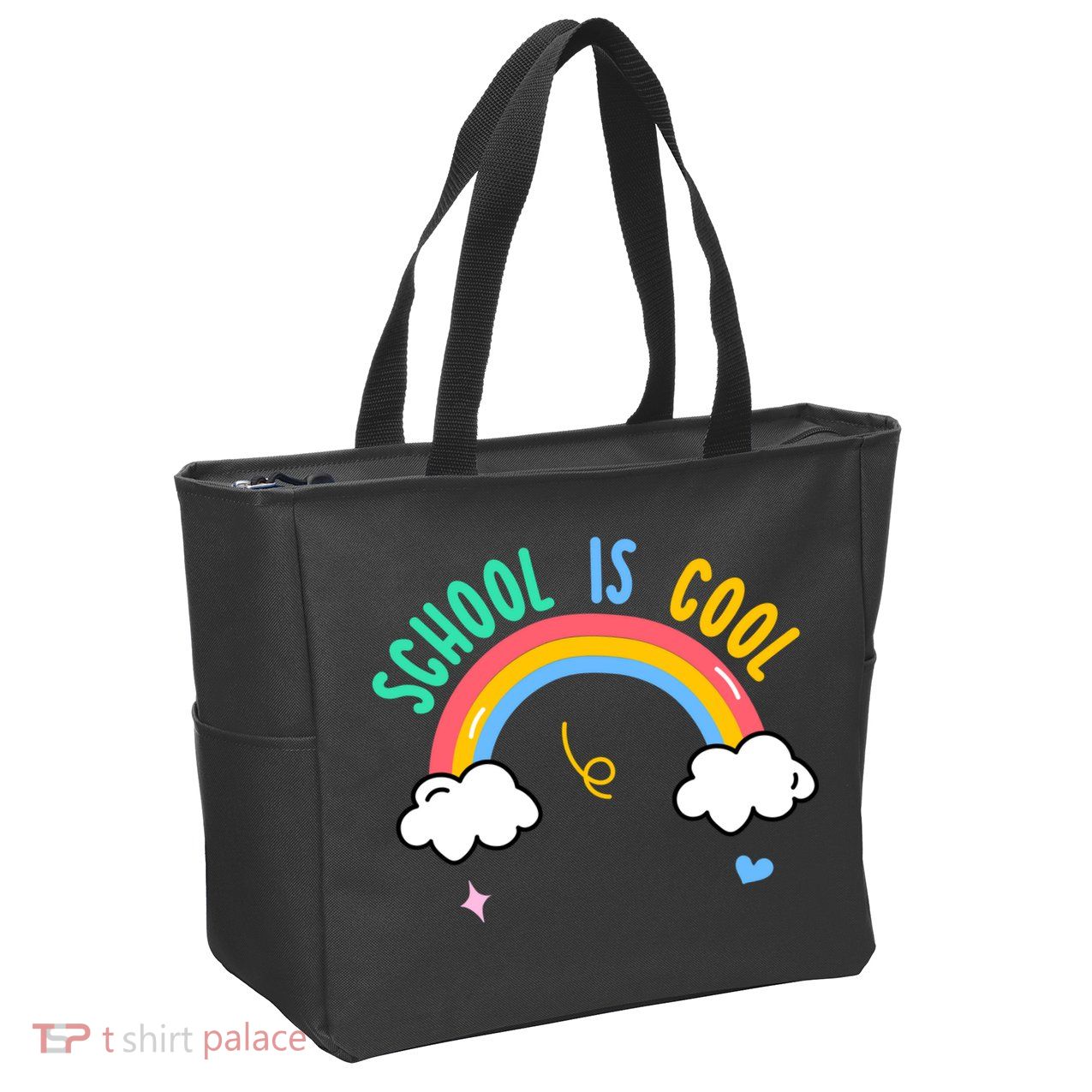School Is Cool Rainbow Fun Retro Zip Tote Bag