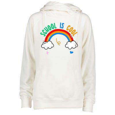 School Is Cool Rainbow Fun Retro Womens Funnel Neck Pullover Hood