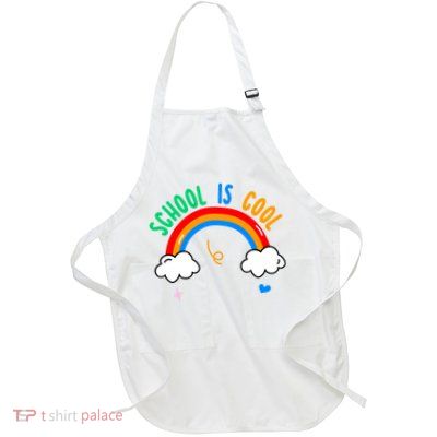 School Is Cool Rainbow Fun Retro Full-Length Apron With Pockets