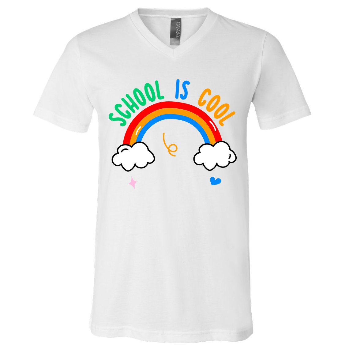 School Is Cool Rainbow Fun Retro V-Neck T-Shirt