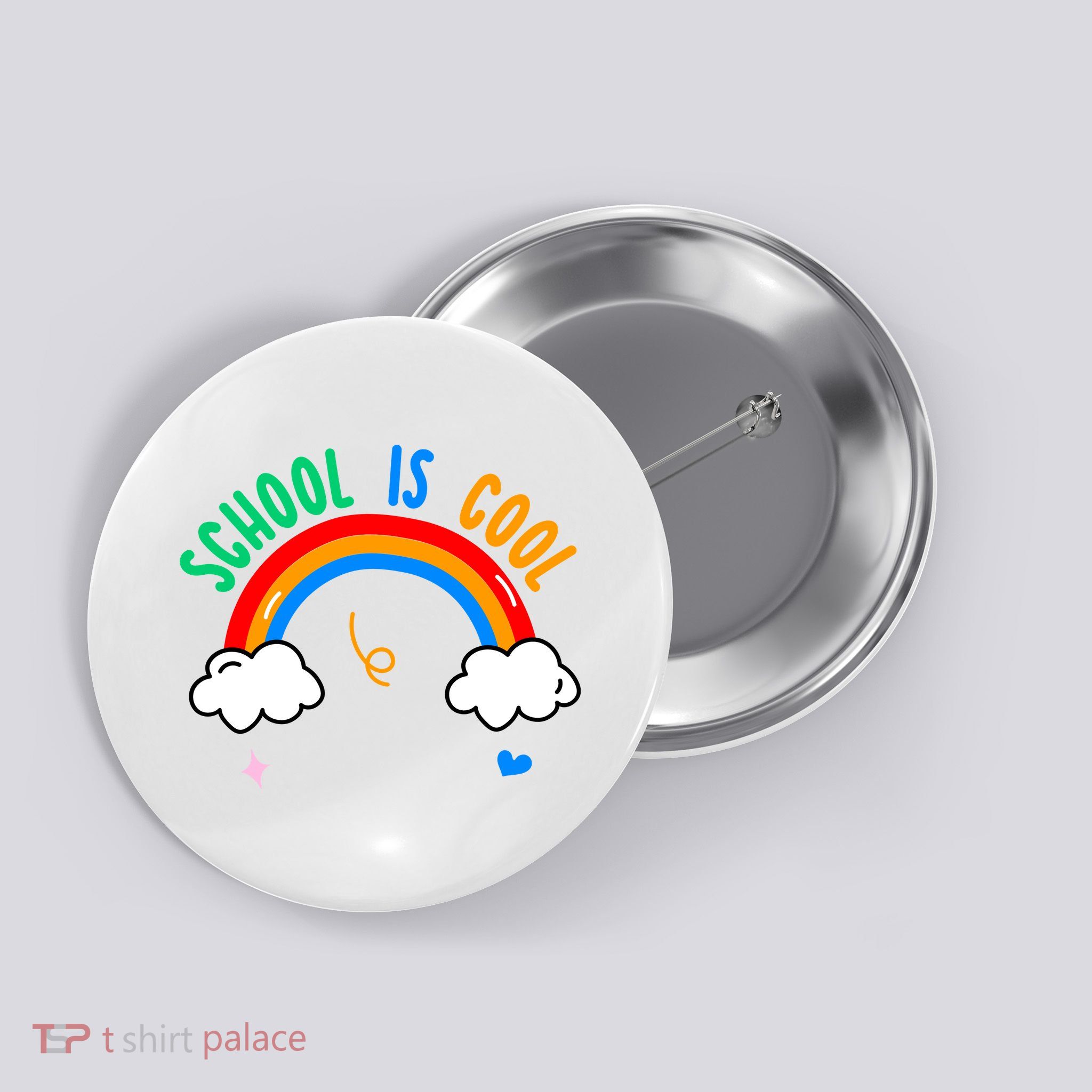 School Is Cool Rainbow Fun Retro Button