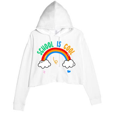 School Is Cool Rainbow Fun Retro Crop Fleece Hoodie