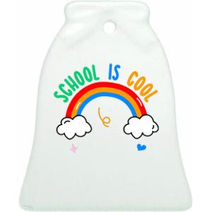 School Is Cool Rainbow Fun Retro Ceramic Bell Ornament