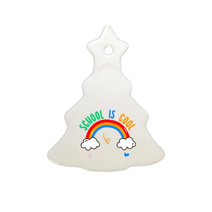 School Is Cool Rainbow Fun Retro Ceramic Tree Ornament