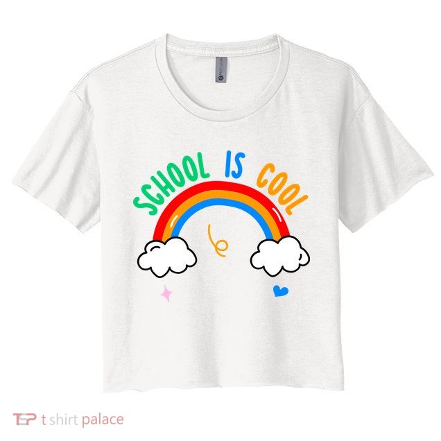 School Is Cool Rainbow Fun Retro Crop Top