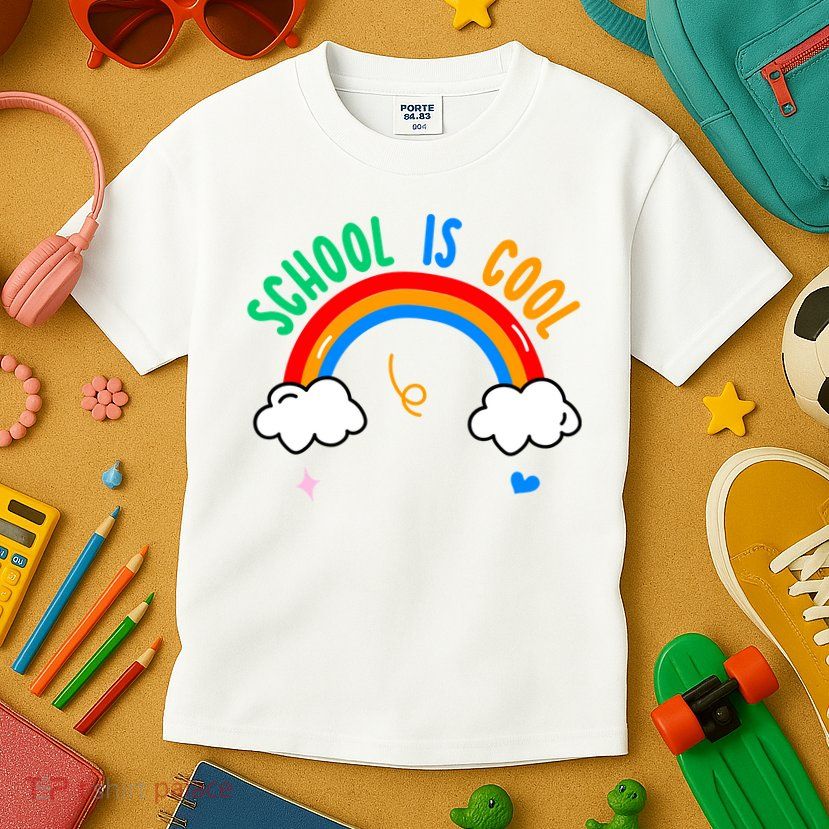 School Is Cool Rainbow Fun Retro Kids T-Shirt