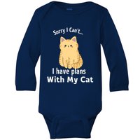 Sorry I Can't I Have Plans With My Cat Baby Long Sleeve Bodysuit