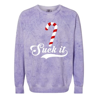 Suck It Christmas Candy Cane Adult Humor Gag Gift Colorblast Crewneck Sweatshirt