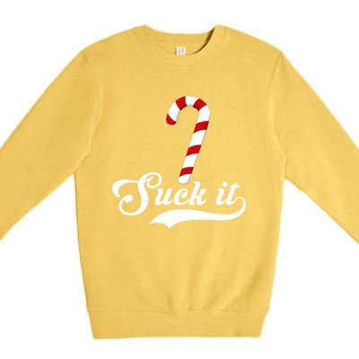 Suck It Christmas Candy Cane Adult Humor Gag Gift Premium Crewneck Sweatshirt