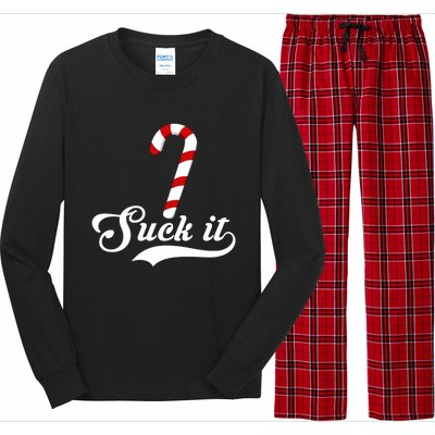 Suck It Christmas Candy Cane Adult Humor Gag Gift Long Sleeve Pajama Set