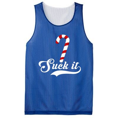 Suck It Christmas Candy Cane Adult Humor Gag Gift Mesh Reversible Basketball Jersey Tank