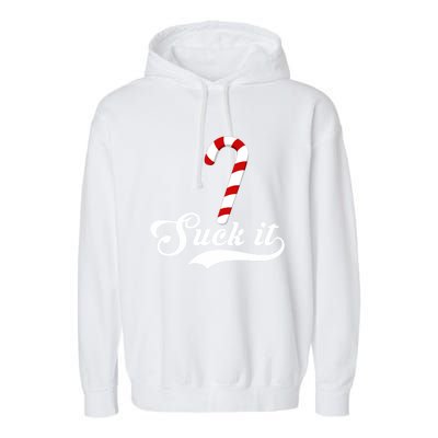 Suck It Christmas Candy Cane Adult Humor Gag Gift Garment-Dyed Fleece Hoodie