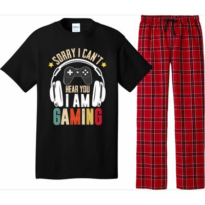 Sorry I CanT Hear You IM Gaming Funny Vintage Gaming Pajama Set