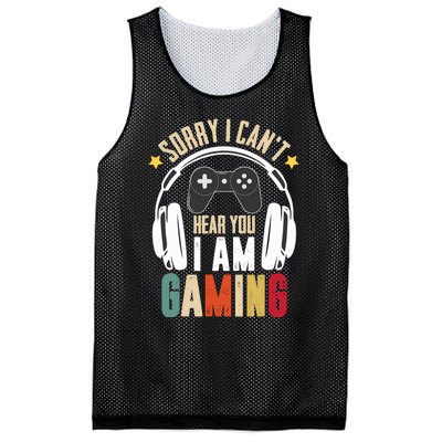 Sorry I CanT Hear You IM Gaming Funny Vintage Gaming Mesh Reversible Basketball Jersey Tank