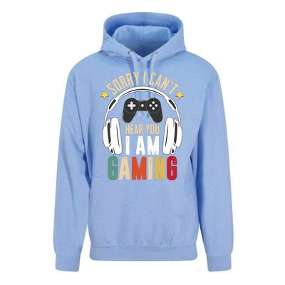 Sorry I CanT Hear You IM Gaming Funny Vintage Gaming Unisex Surf Hoodie