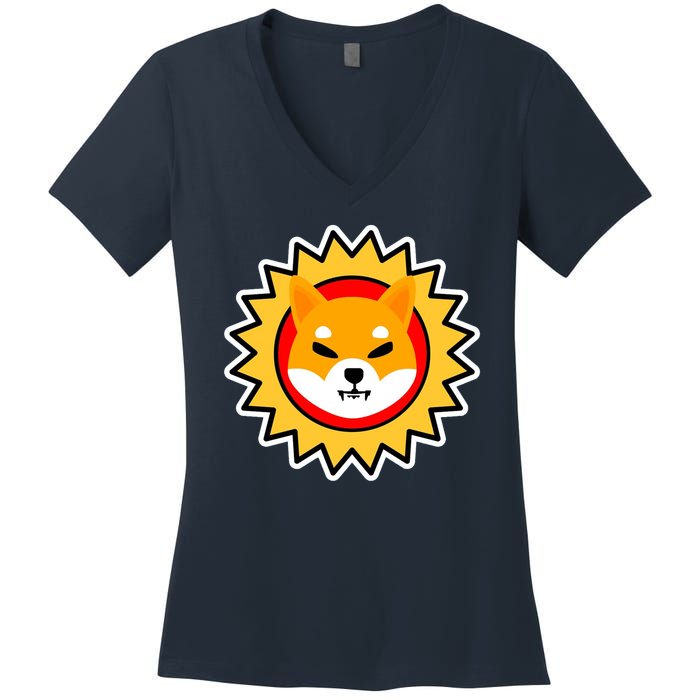 Shiba Inu Coin Star Logo Women's V-Neck T-Shirt