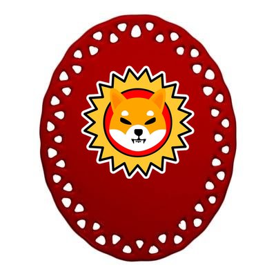 Shiba Inu Coin Star Logo Ceramic Oval Ornament