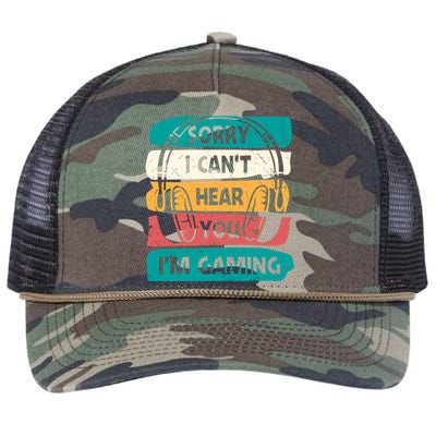 Sorry I Can't Hear You I'm Gaming Funny Geeky Gamer Gaming Lover Retro Rope Trucker Hat Cap