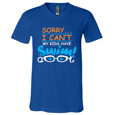 Sorry I Cant My Have Swim Team Mom Funny Swimming Gift V-Neck T-Shirt