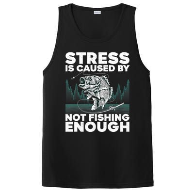 Stress Is Caused By Not Fishing Enough Funny Fishing Bass Fly Fishing Lovers PosiCharge Competitor Tank