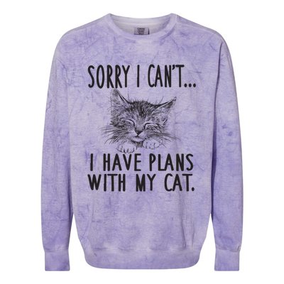 Sorry I CanT I Have Plans With My Cat Cute Cat Gift Colorblast Crewneck Sweatshirt