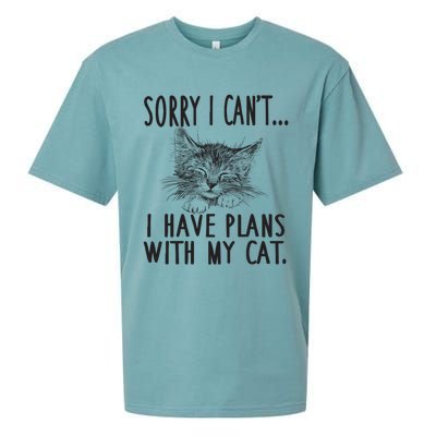 Sorry I CanT I Have Plans With My Cat Cute Cat Gift Sueded Cloud Jersey T-Shirt