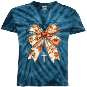 She Is Clothed With Strength Coquette Bow Kids Tie-Dye T-Shirt