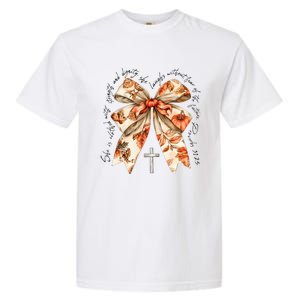 She Is Clothed With Strength Coquette Bow Garment-Dyed Heavyweight T-Shirt