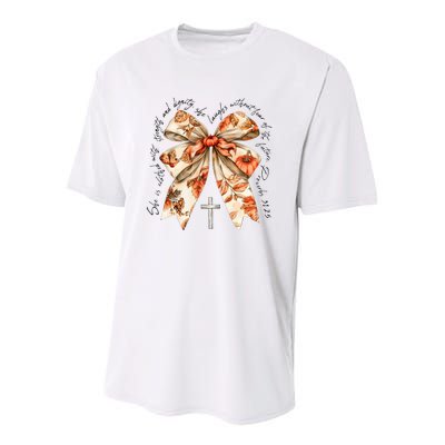 She Is Clothed With Strength Coquette Bow Youth Performance Sprint T-Shirt