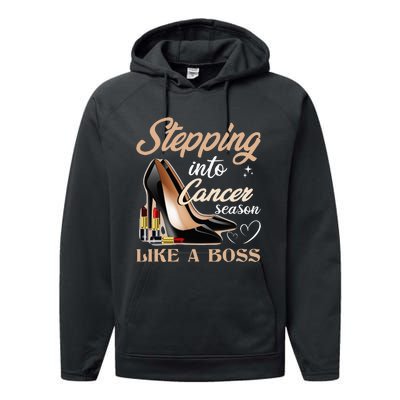 Stepping Into Cancer Season Like A Boss Zodiac Birthday Performance Fleece Hoodie