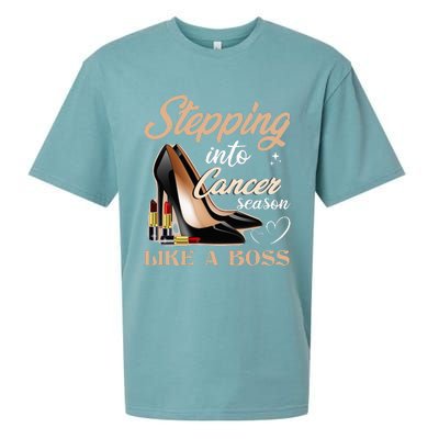 Stepping Into Cancer Season Like A Boss Zodiac Birthday Sueded Cloud Jersey T-Shirt