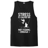 Stress Is Caused By Not Fishing Enough Funny Fishing Bass Fly Fishing Lovers PosiCharge Competitor Tank