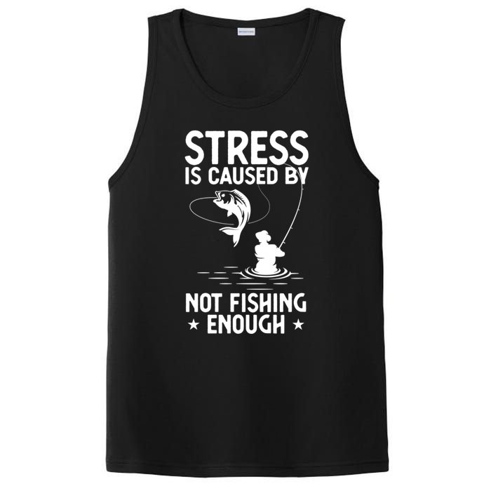 Stress Is Caused By Not Fishing Enough Funny Fishing Bass Fly Fishing Lovers PosiCharge Competitor Tank