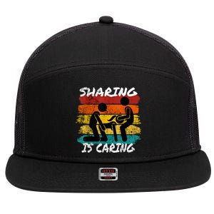 Sharing Is Caring Threesome Sex Polyamory Swingers 7 Panel Mesh Trucker Snapback Hat