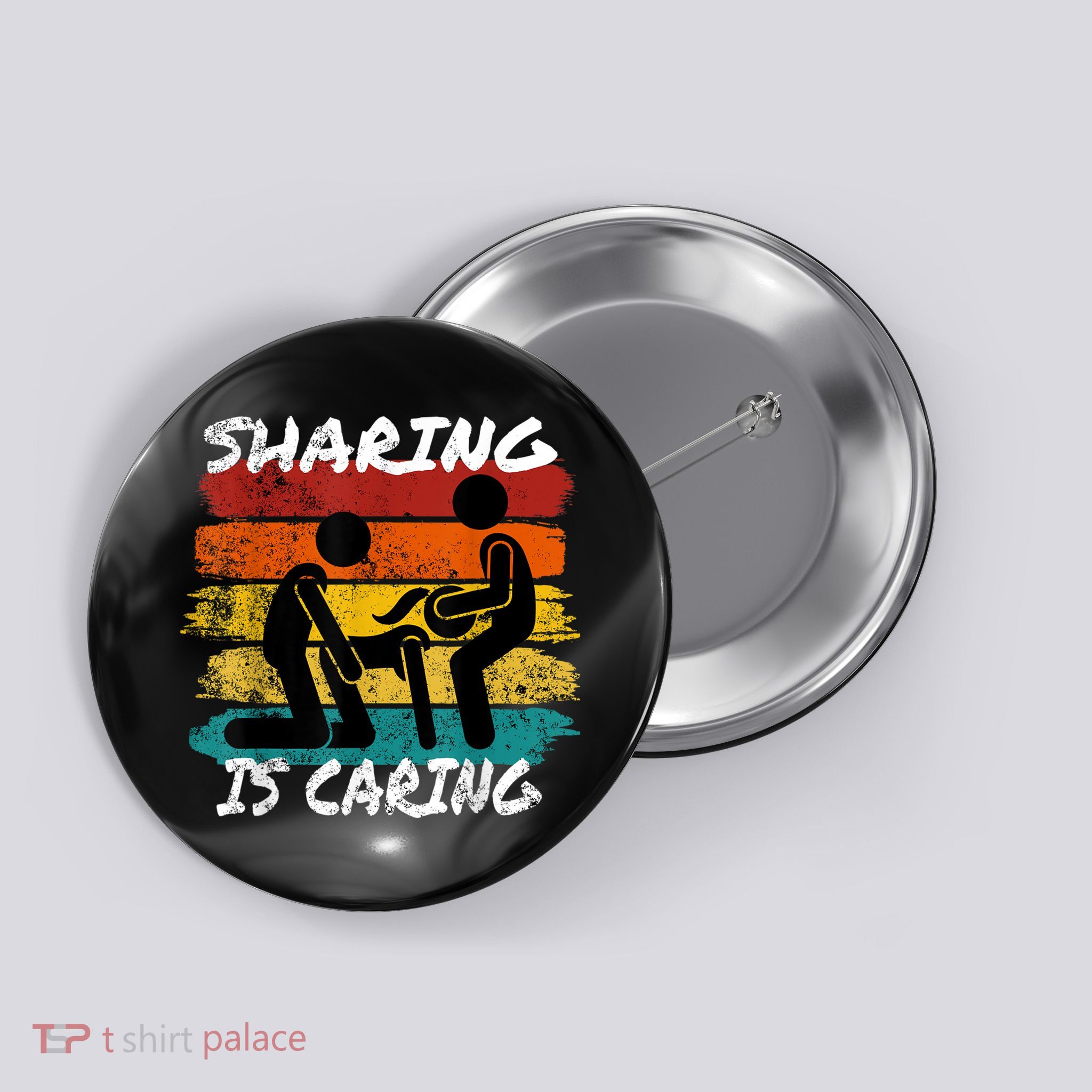 Sharing Is Caring Threesome Sex Polyamory Swingers Button