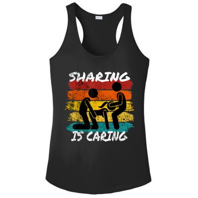 Sharing Is Caring Threesome Sex Polyamory Swingers Ladies PosiCharge Competitor Racerback Tank