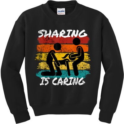 Sharing Is Caring Threesome Sex Polyamory Swingers Kids Sweatshirt