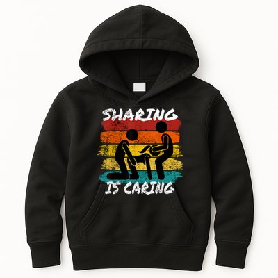 Sharing Is Caring Threesome Sex Polyamory Swingers Kids Hoodie