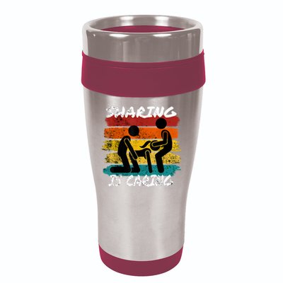 Sharing Is Caring Threesome Sex Polyamory Swingers 16oz Travel Tumbler