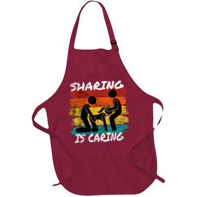 Sharing Is Caring Threesome Sex Polyamory Swingers Full-Length Apron With Pockets