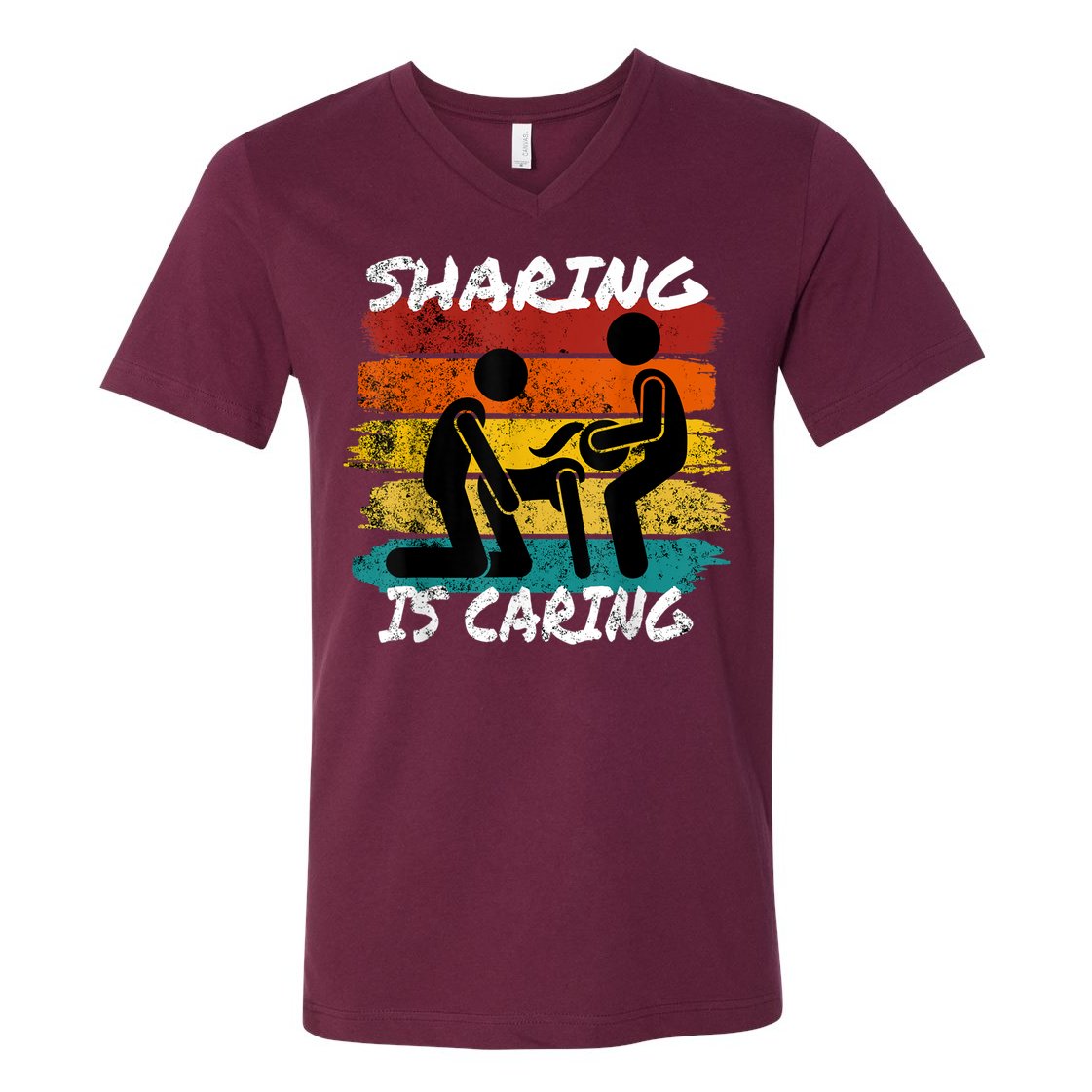 Sharing Is Caring Threesome Sex Polyamory Swingers V-Neck T-Shirt