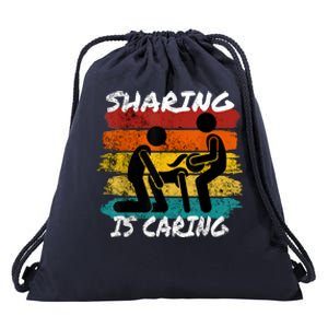 Sharing Is Caring Threesome Sex Polyamory Swingers Drawstring Bag