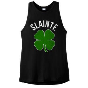 Slainte Irish Clover St Patrick's Day Ladies PosiCharge Tri-Blend Wicking Tank