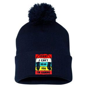 Sorry I CanT Hear You IM Gaming Pom Pom 12in Knit Beanie