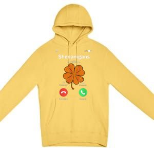 Shenanigans Is Calling St Patricks Day Basketball Shamrock Gift Premium Pullover Hoodie