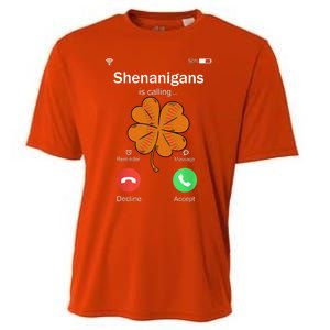 Shenanigans Is Calling St Patricks Day Basketball Shamrock Gift Cooling Performance Crew T-Shirt